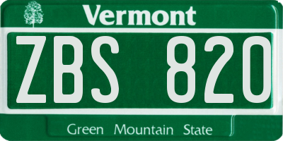 VT license plate ZBS820