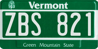 VT license plate ZBS821