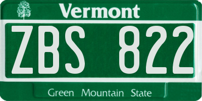 VT license plate ZBS822