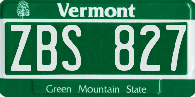 VT license plate ZBS827