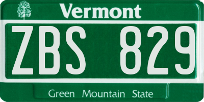 VT license plate ZBS829