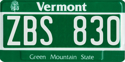 VT license plate ZBS830