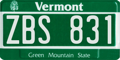VT license plate ZBS831