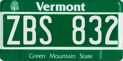 VT license plate ZBS832