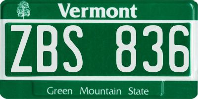 VT license plate ZBS836