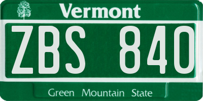 VT license plate ZBS840
