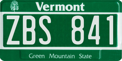 VT license plate ZBS841
