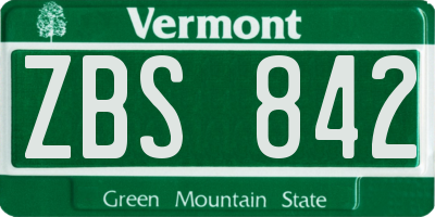 VT license plate ZBS842