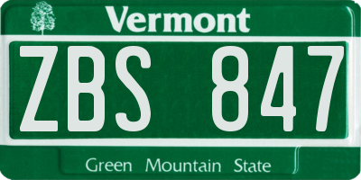 VT license plate ZBS847