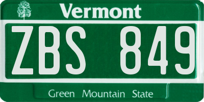 VT license plate ZBS849