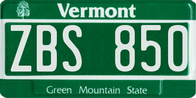 VT license plate ZBS850
