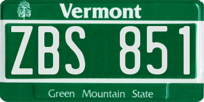 VT license plate ZBS851