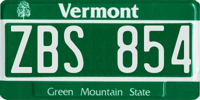 VT license plate ZBS854