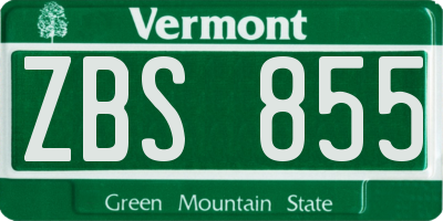VT license plate ZBS855