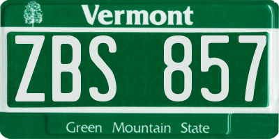VT license plate ZBS857