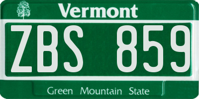 VT license plate ZBS859