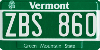 VT license plate ZBS860