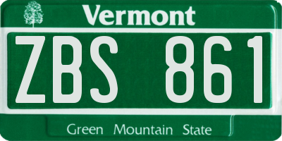 VT license plate ZBS861