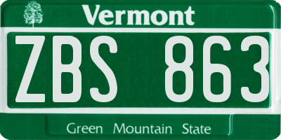VT license plate ZBS863