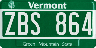 VT license plate ZBS864