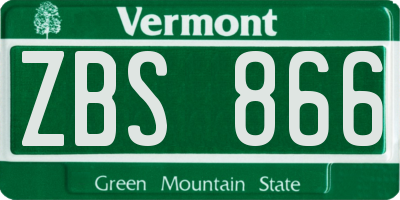 VT license plate ZBS866