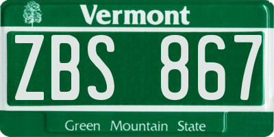 VT license plate ZBS867