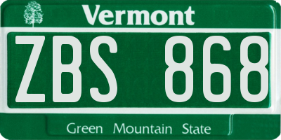VT license plate ZBS868