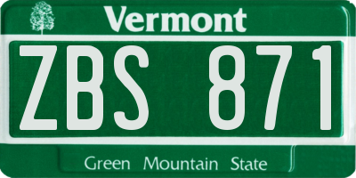 VT license plate ZBS871