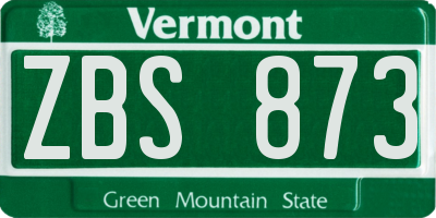 VT license plate ZBS873
