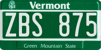 VT license plate ZBS875