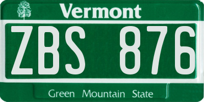 VT license plate ZBS876