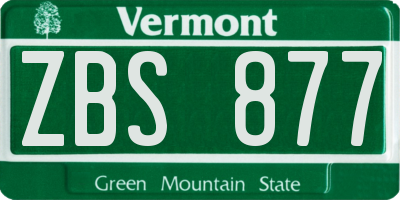 VT license plate ZBS877