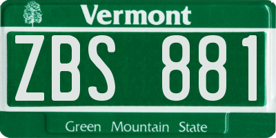 VT license plate ZBS881