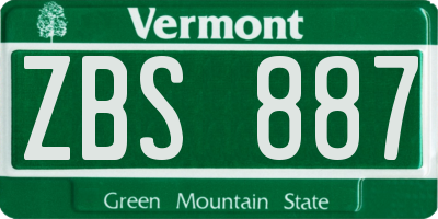 VT license plate ZBS887