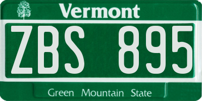 VT license plate ZBS895