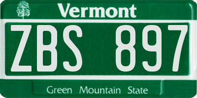 VT license plate ZBS897