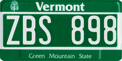 VT license plate ZBS898