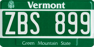 VT license plate ZBS899