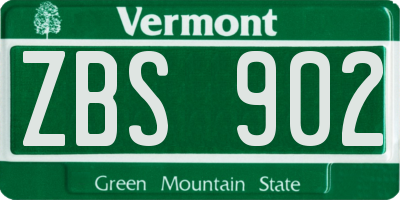 VT license plate ZBS902
