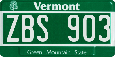 VT license plate ZBS903