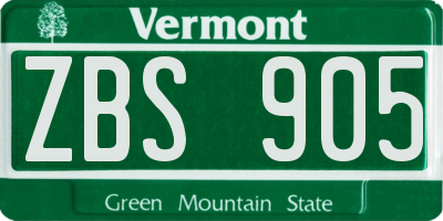 VT license plate ZBS905