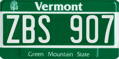VT license plate ZBS907