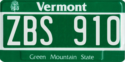 VT license plate ZBS910