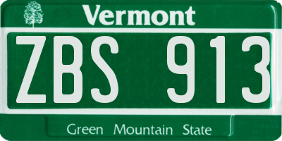 VT license plate ZBS913