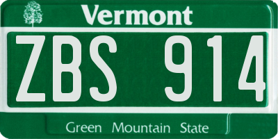 VT license plate ZBS914