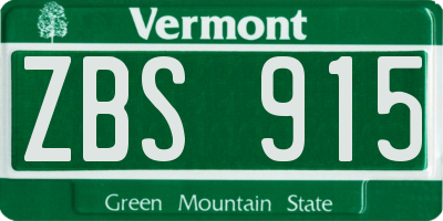 VT license plate ZBS915