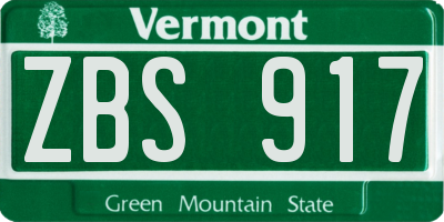VT license plate ZBS917