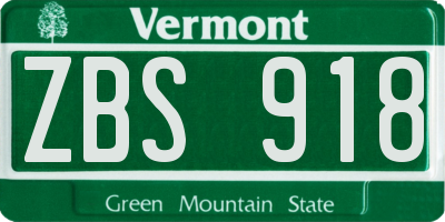 VT license plate ZBS918