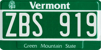 VT license plate ZBS919