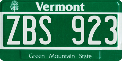 VT license plate ZBS923